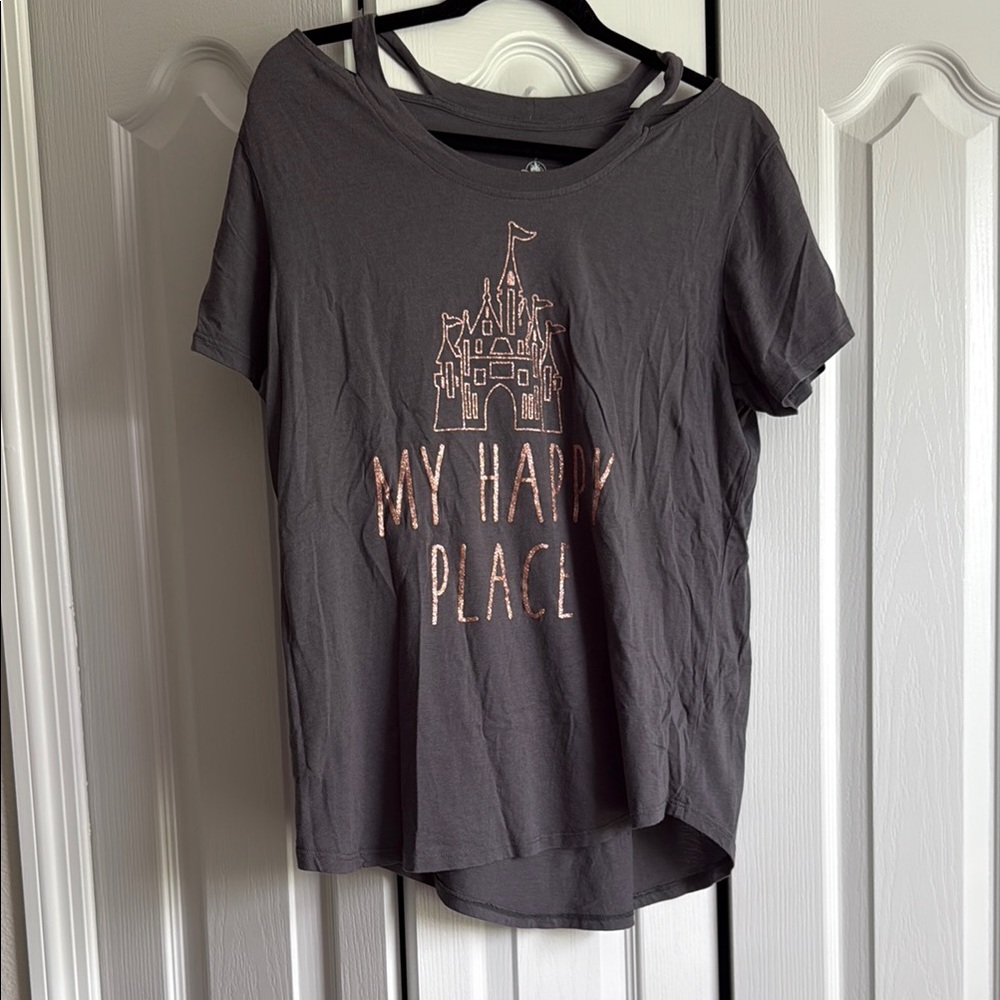 Disney Gray Graphic Tee with Castle Design